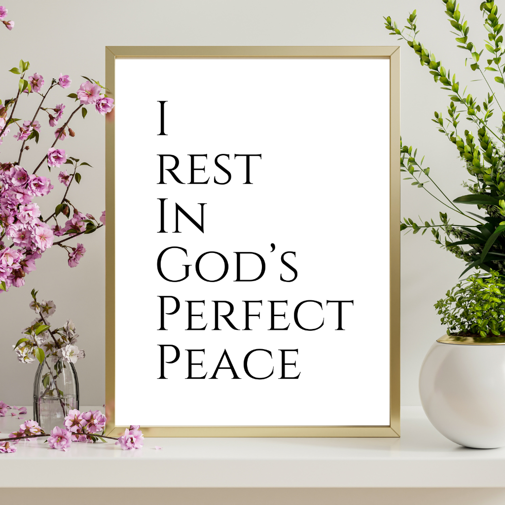 I Rest in God's Perfect Peace | Living Room Wall Art | Christian Bible Quotes | Motivational Quotes for Life Poster