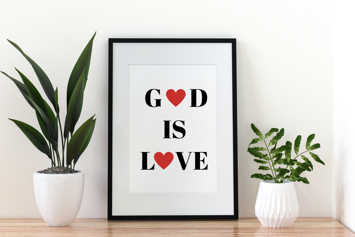 God Is Love Digital Art – Christian Bible Quotes | Minimalist Wall Art | Motivational Verses for Home or Office