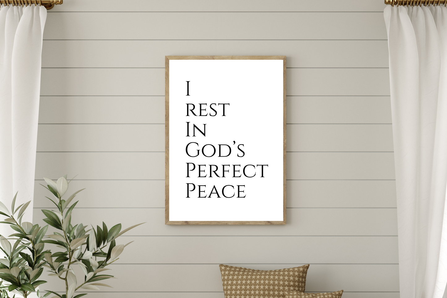 I Rest in God's Perfect Peace | Living Room Wall Art | Christian Bible Quotes | Motivational Quotes for Life Poster