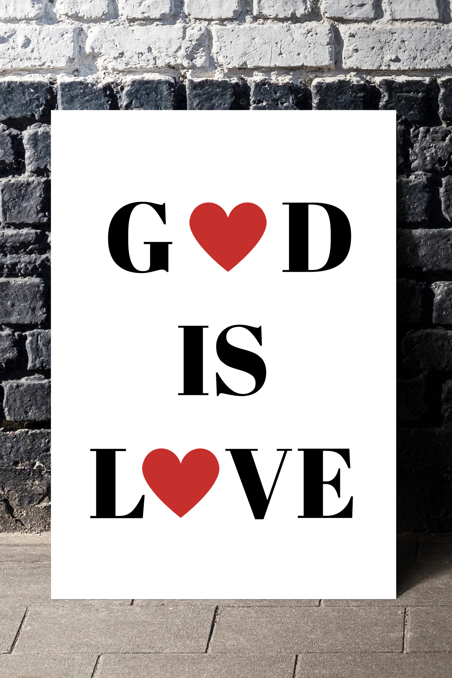God Is Love Digital Art – Christian Bible Quotes | Minimalist Wall Art | Motivational Verses for Home or Office