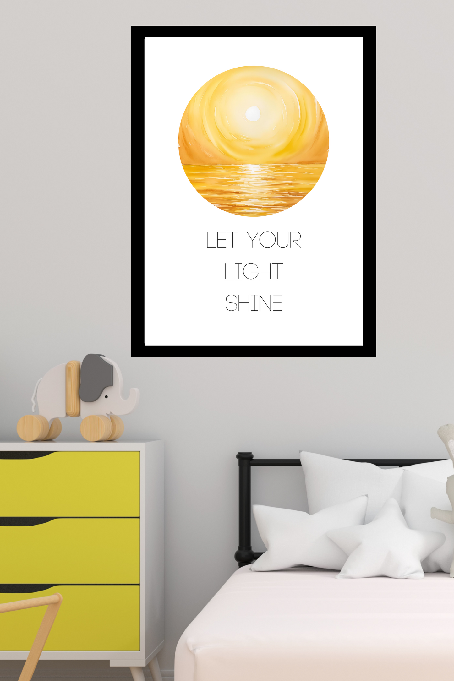 Let Your Light Shine Wall Art – Sunrise Over Lake | Living Room Wall Art | Christian Bible Quotes | Motivational Quotes for Life | Digital Download