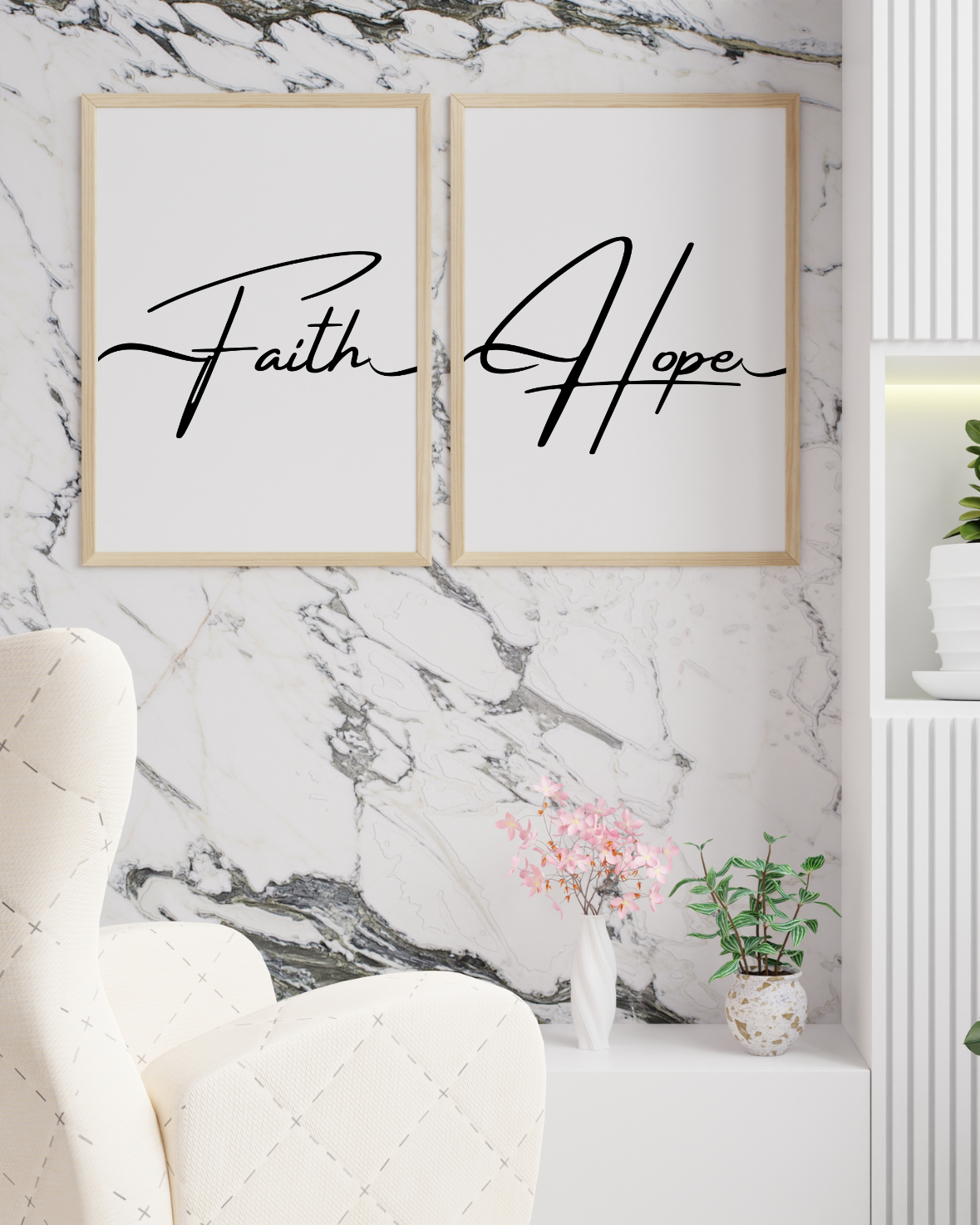 Faith Hope Love Digital Prints – Christian Bible Quotes, Minimalist Wall Art, Motivational Verses for Home or Office