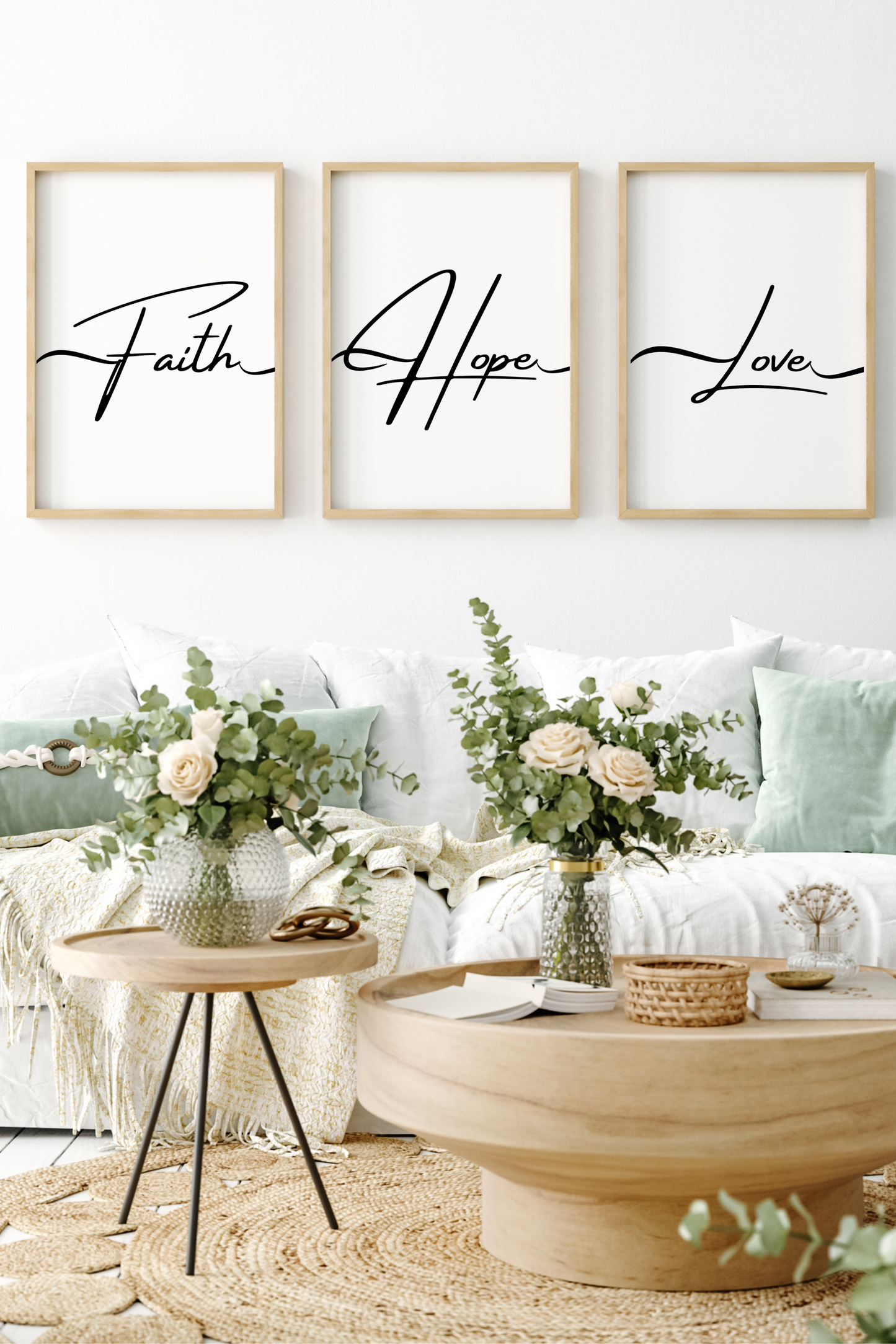 Faith Hope Love Digital Prints – Christian Bible Quotes, Minimalist Wall Art, Motivational Verses for Home or Office