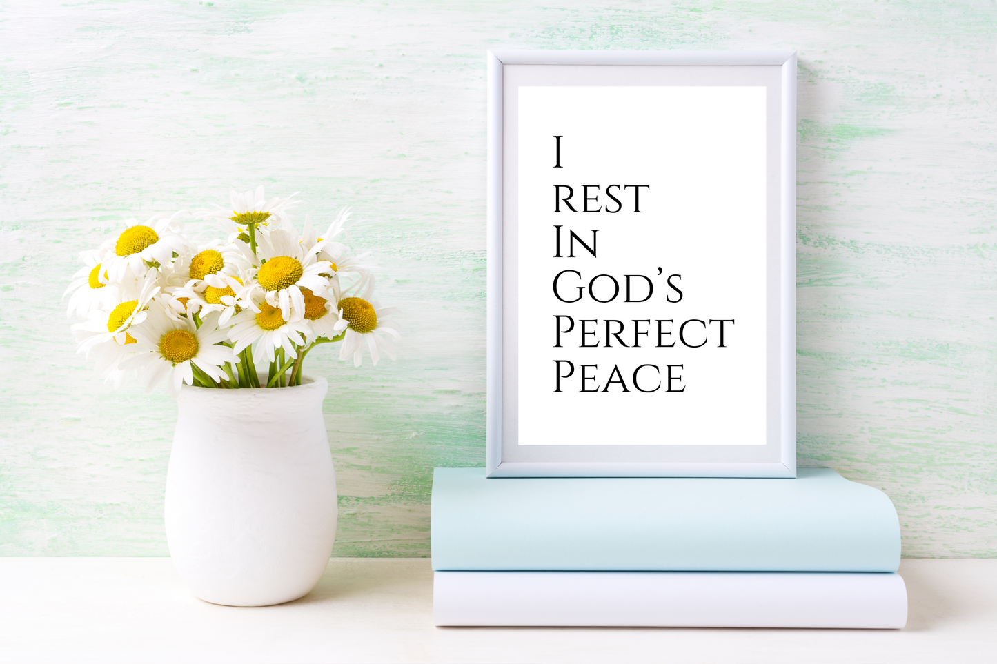 I Rest in God's Perfect Peace | Living Room Wall Art | Christian Bible Quotes | Motivational Quotes for Life Poster