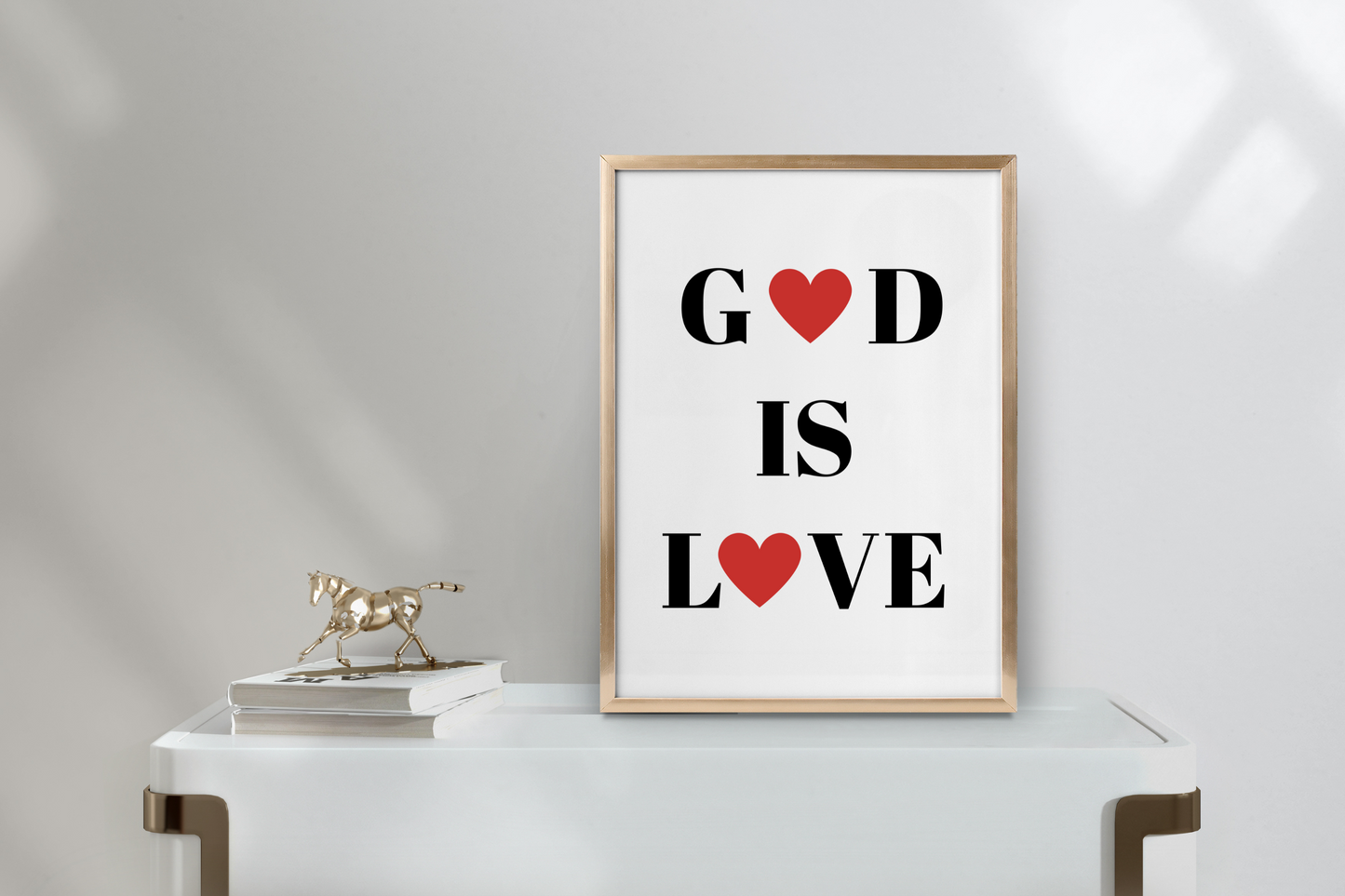 God Is Love Digital Art – Christian Bible Quotes | Minimalist Wall Art | Motivational Verses for Home or Office