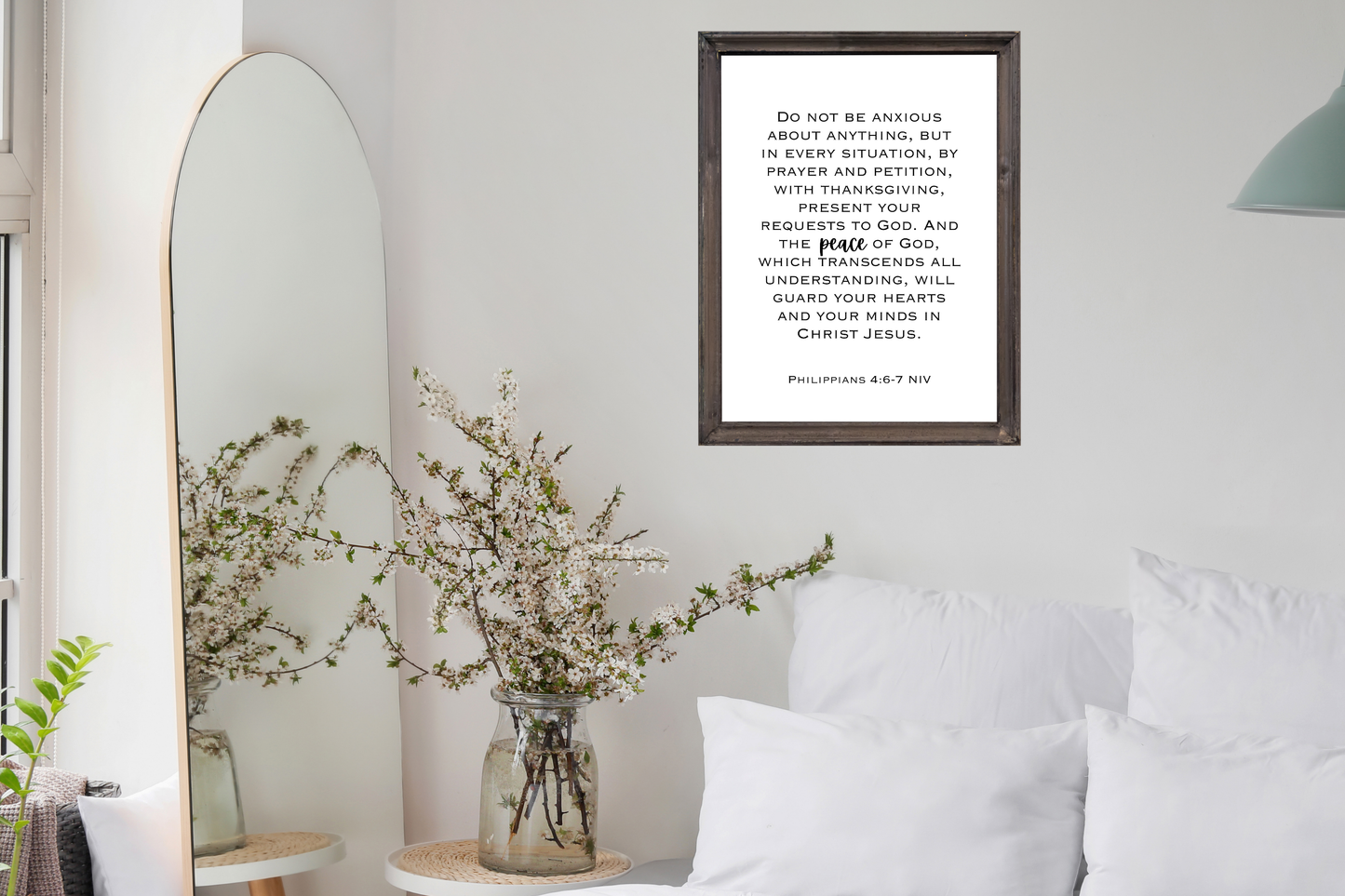 Black and white Scripture verse printable suitable for living room or kitchen