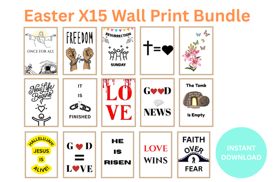 Easter Poster Christian Bundle – X15 Printable Easter Wall Art for Church, Gifts & Home Décor | Easter Digital Downloads UK