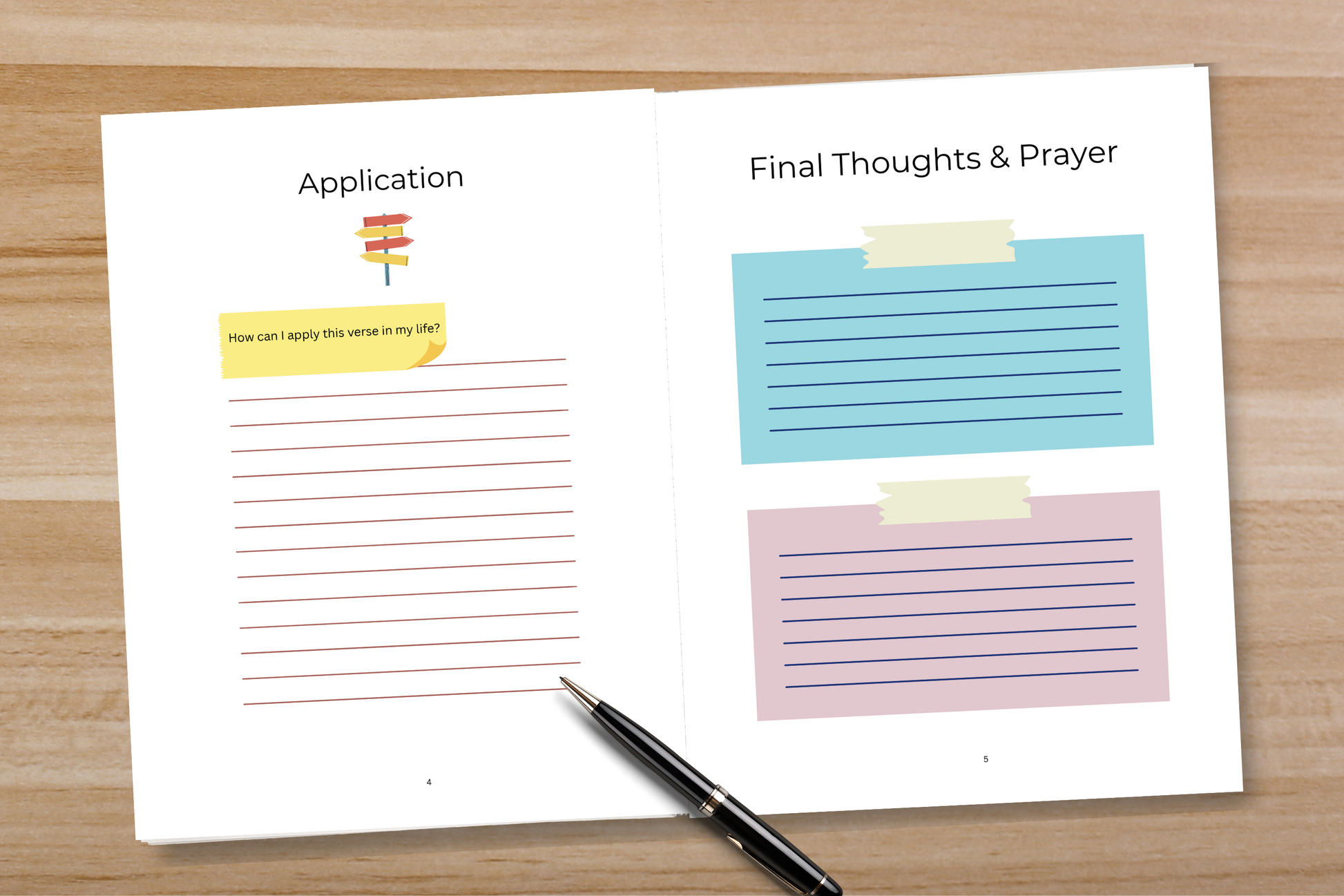 A4 Bible verse mapping journal open pages scripture study layout