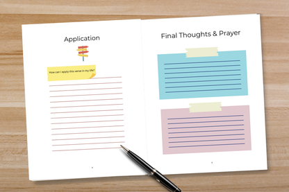 A4 Bible verse mapping journal open pages scripture study layout
