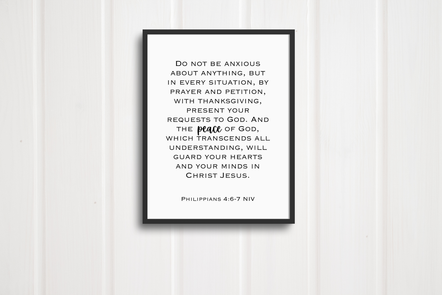 Bible verse typography art print for living room neutral home décor