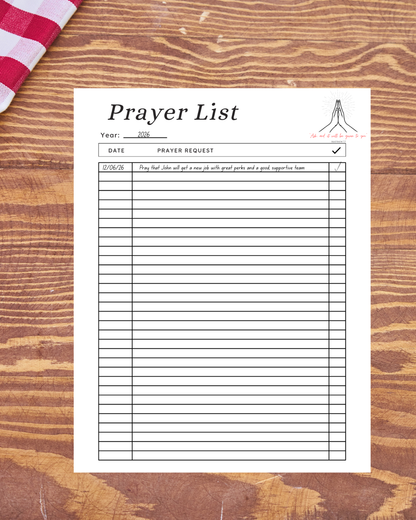 Elegant daily prayer tracker template printable PDF