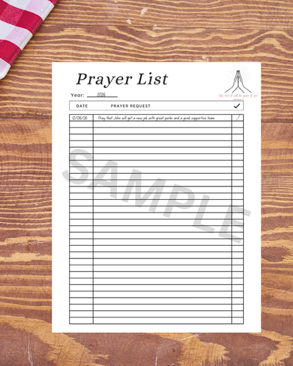 Elegant daily prayer tracker template printable PDF