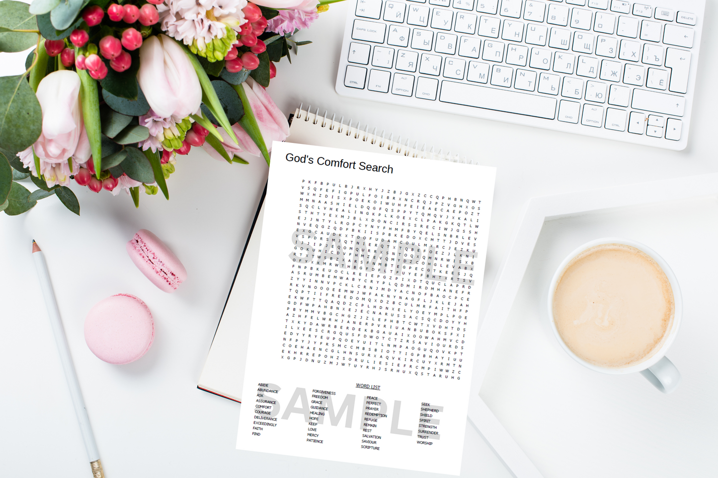 Comforting Word Search Printable | Uplifting Bible-Themed Puzzle for Stress Relief and Encouragement | Positive Bible Verse Puzzle