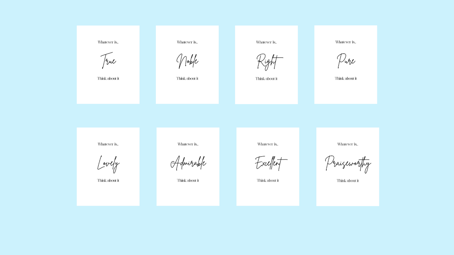 Motivational Poster | Think Positive Thoughts | Digital Download | Eight Poster Bundle