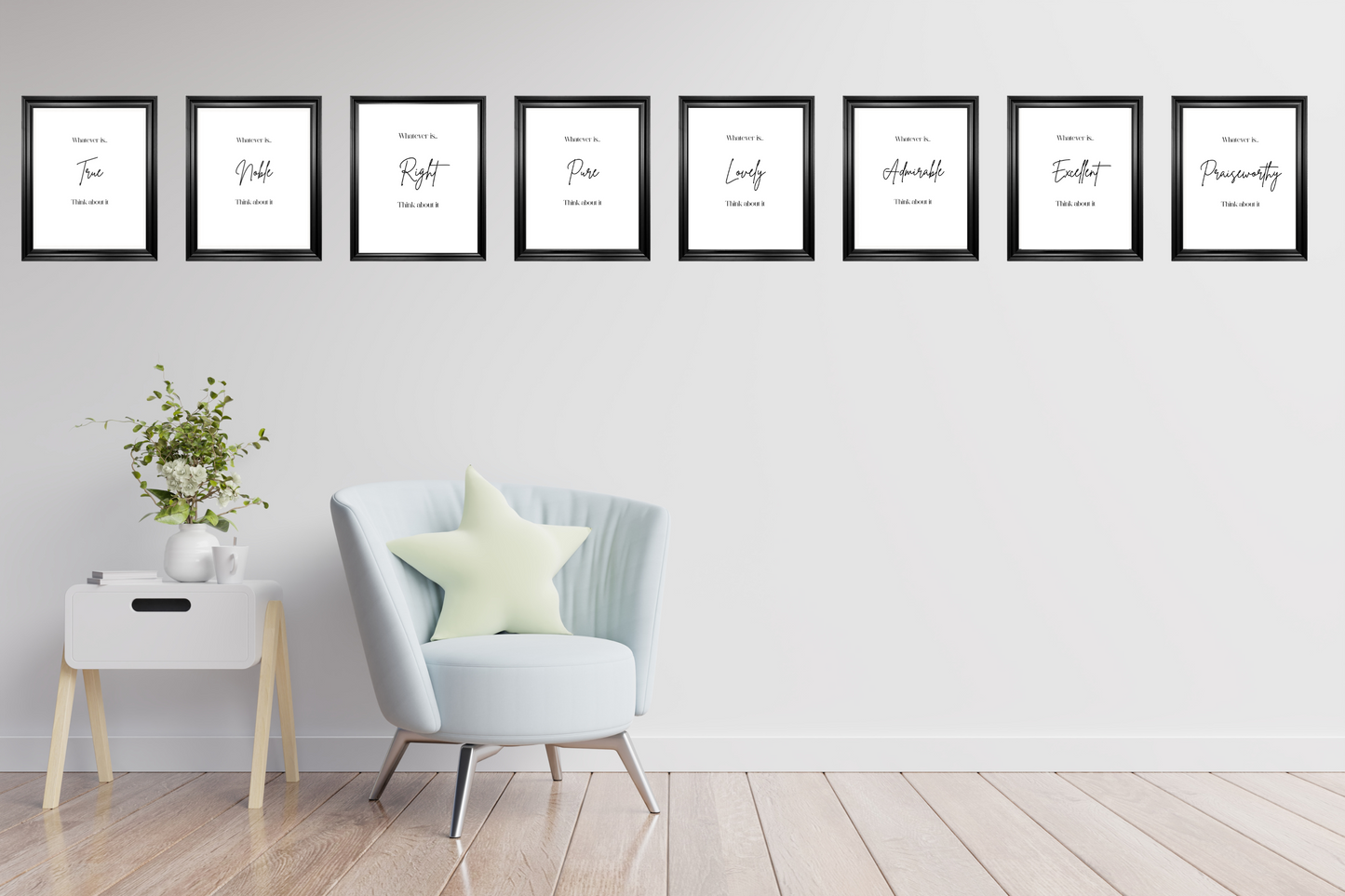 Motivational Poster | Think Positive Thoughts | Digital Download | Eight Poster Bundle