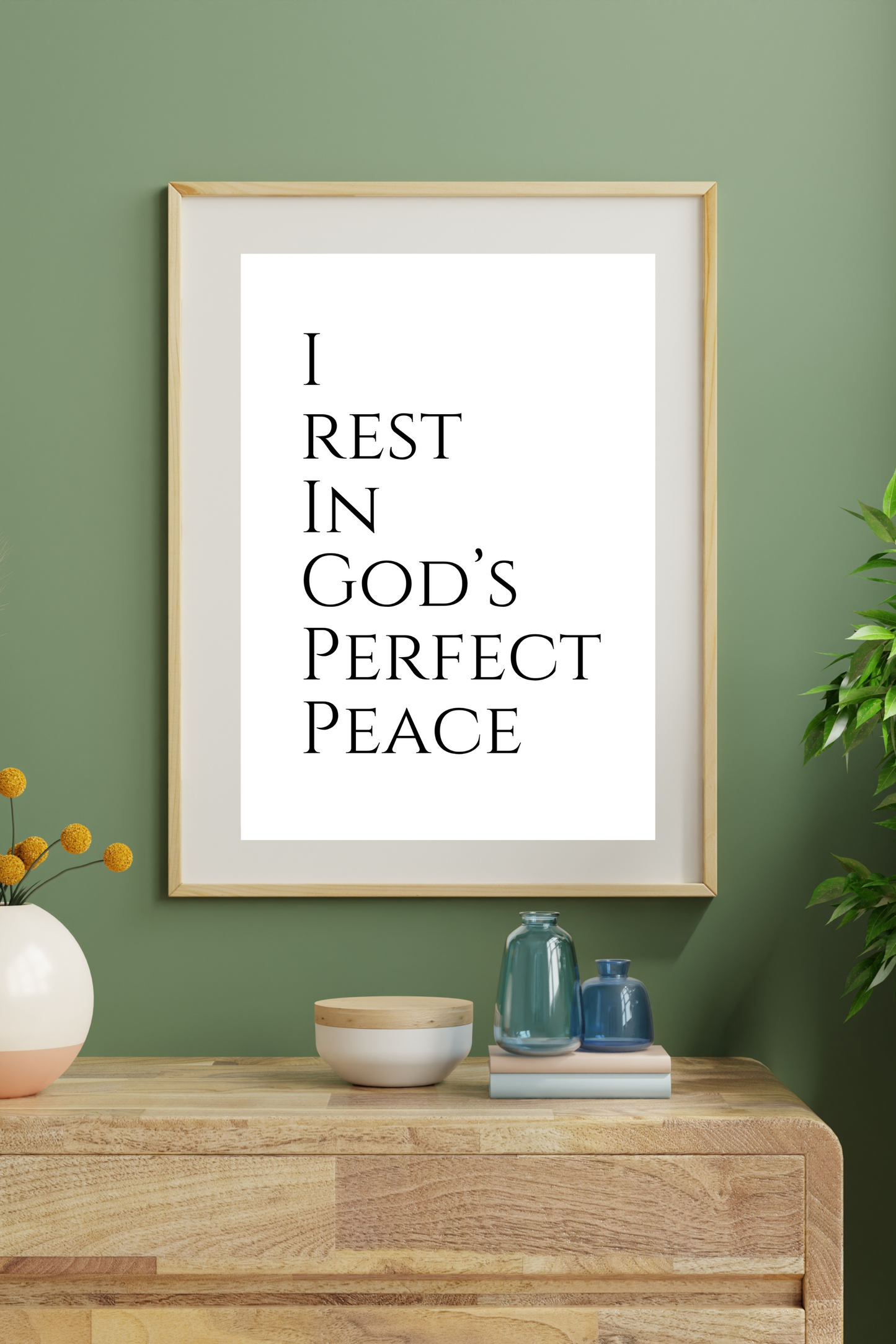 I Rest in God's Perfect Peace | Living Room Wall Art | Christian Bible Quotes | Motivational Quotes for Life Poster
