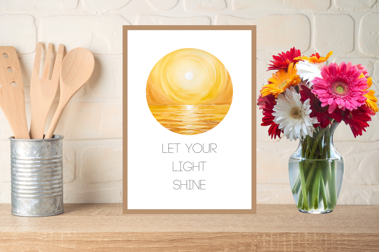 Let Your Light Shine Wall Art – Sunrise Over Lake | Living Room Wall Art | Christian Bible Quotes | Motivational Quotes for Life | Digital Download