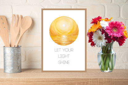 Let Your Light Shine Wall Art – Sunrise Over Lake | Living Room Wall Art | Christian Bible Quotes | Motivational Quotes for Life | Digital Download