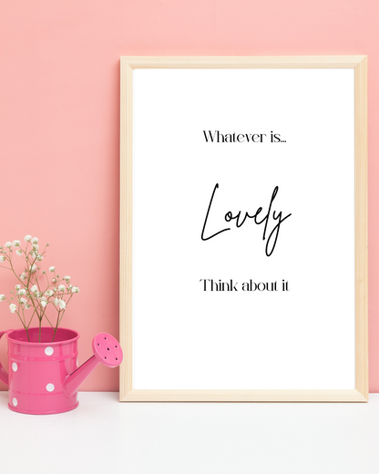 Think positive thoughts Bible verse printable wall art