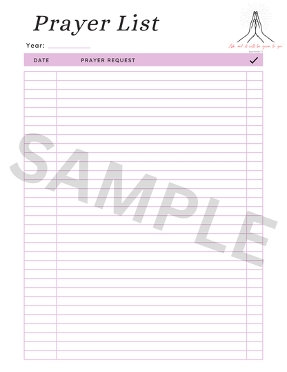 Daily Prayer Tracker Template Printable PDF | Minimalist Prayer List Planner for Faith Journal
