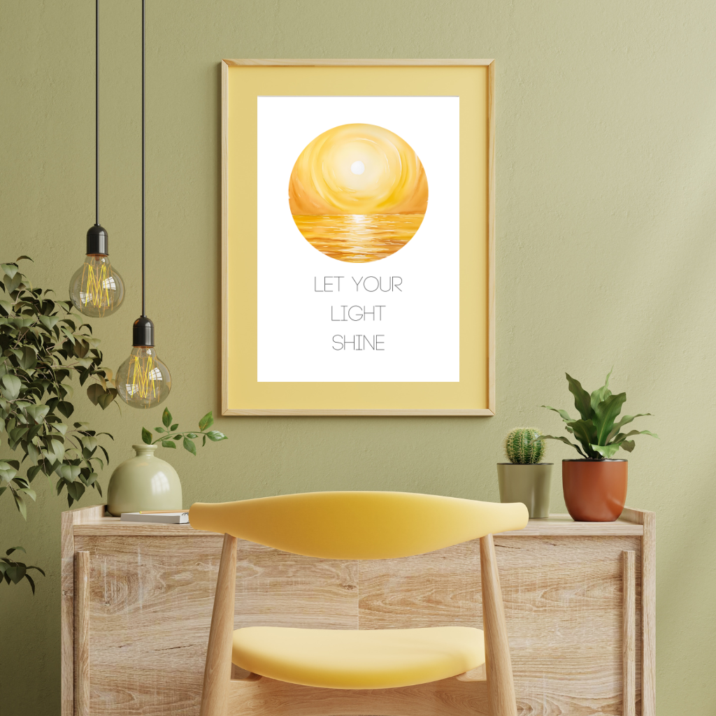 Let Your Light Shine Wall Art – Sunrise Over Lake | Living Room Wall Art | Christian Bible Quotes | Motivational Quotes for Life | Digital Download