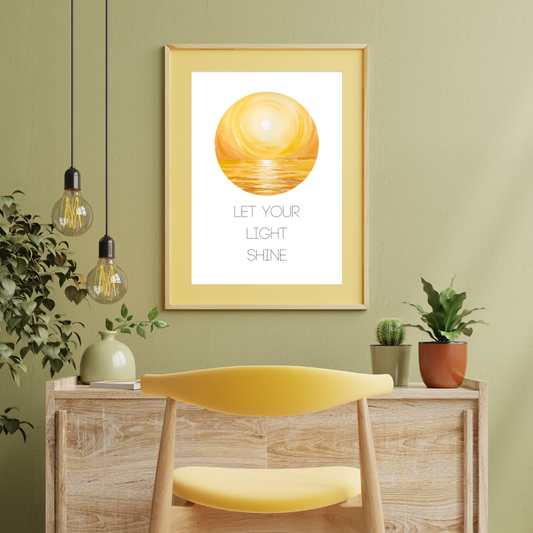 Let Your Light Shine Wall Art – Sunrise Over Lake | Living Room Wall Art | Christian Bible Quotes | Motivational Quotes for Life | Digital Download