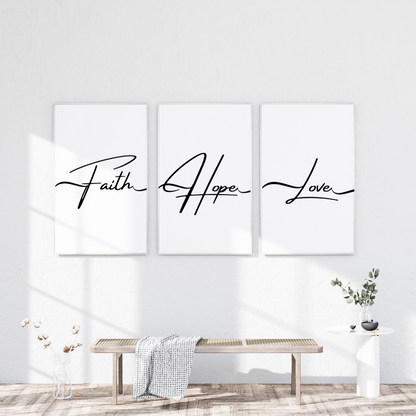 Faith Hope Love Digital Prints – Christian Bible Quotes, Minimalist Wall Art, Motivational Verses for Home or Office