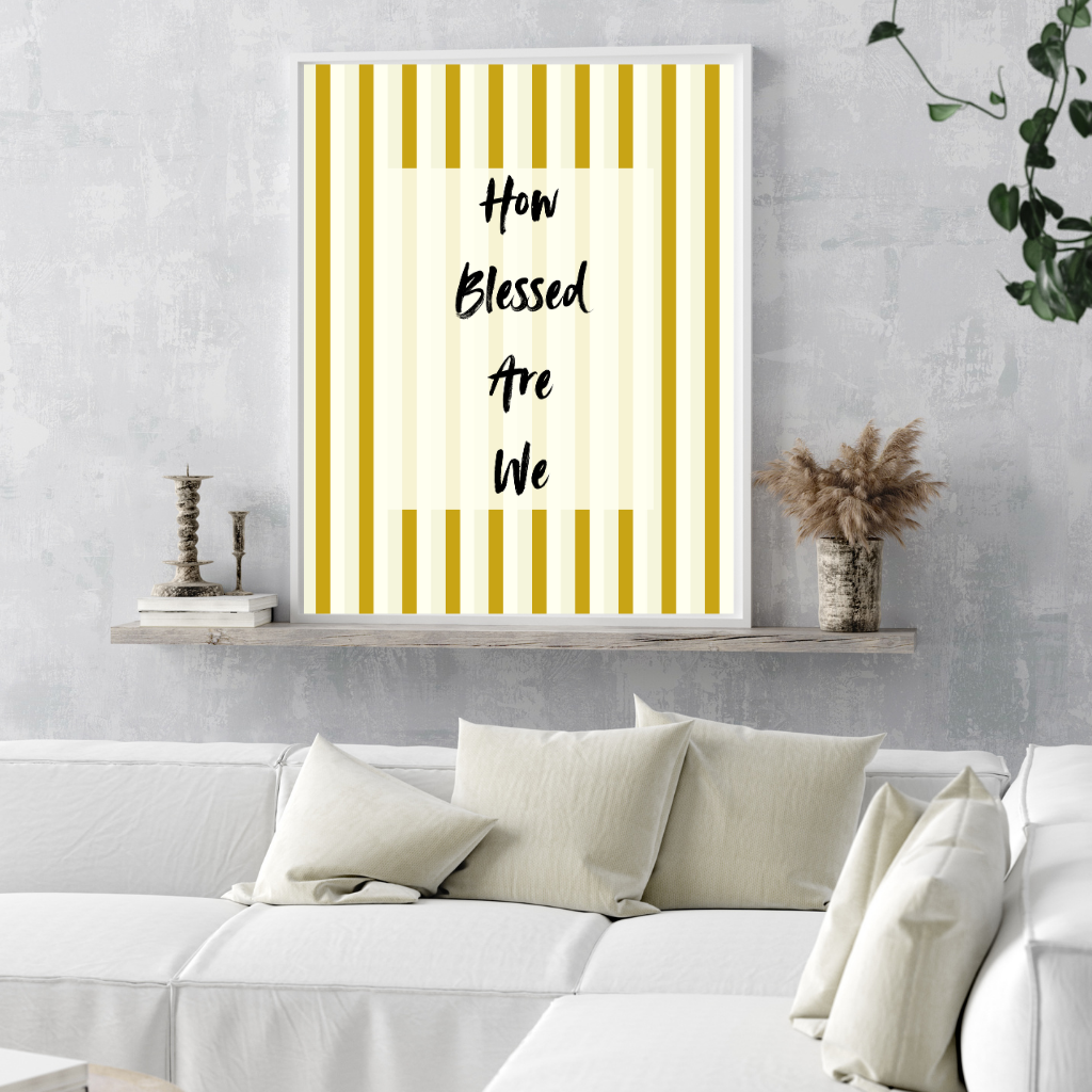 Printable living room wall art featuring elegant black brush lettering