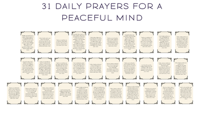 Printable prayer cards set featuring daily affirmations and uplifting prayers for peace