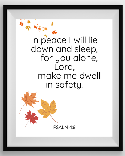 Christian Bible verse print displayed in a wall with a white background