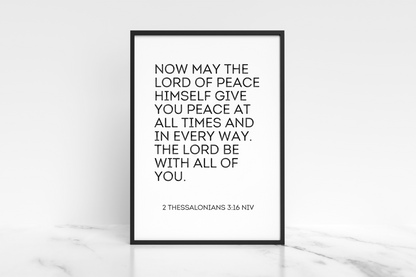 Motivational bible verse typography digital art framed as clean and simplistic home decor.