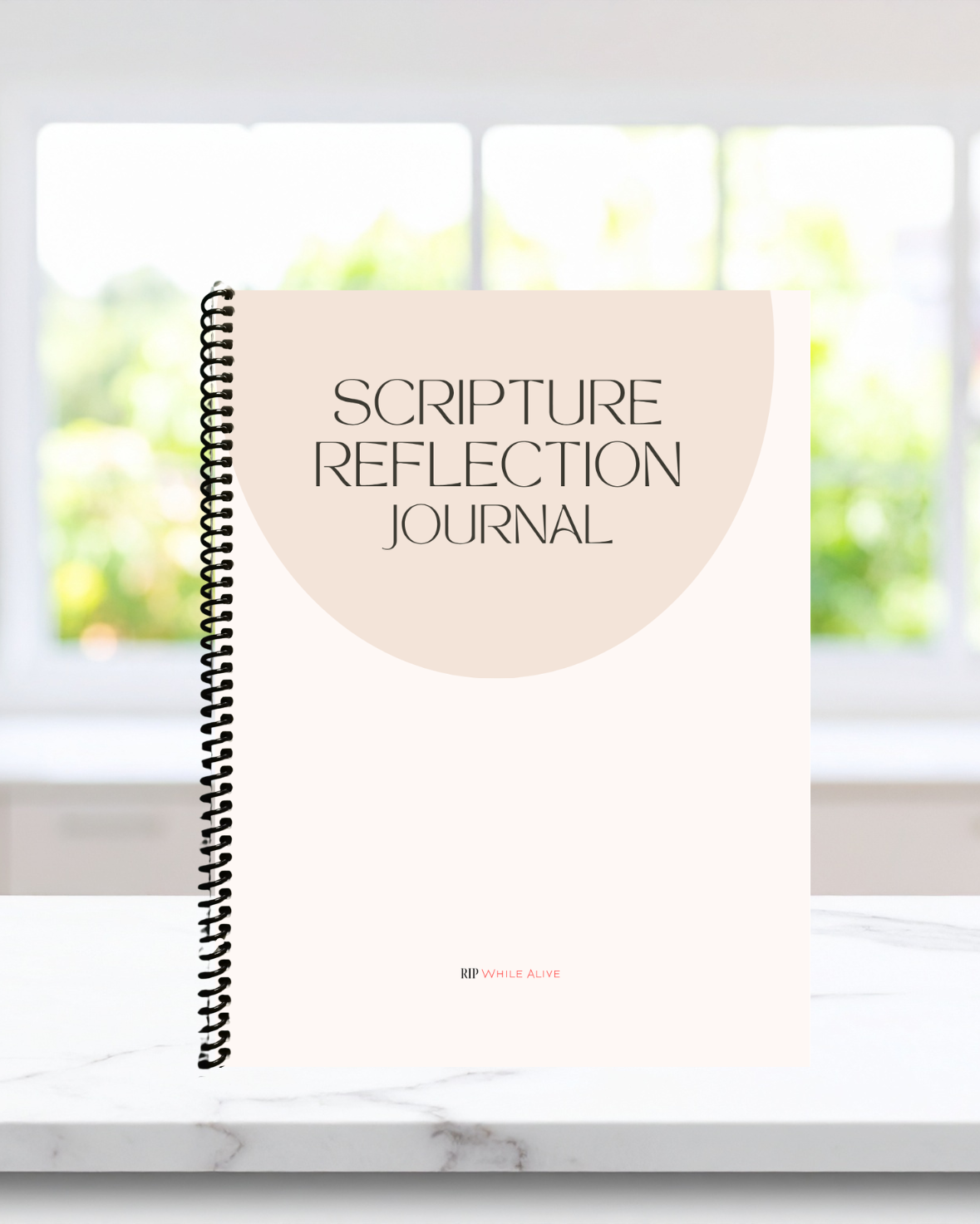Christian Scripture Journal on marble home table — perfect for daily devotion and spiritual reflection.