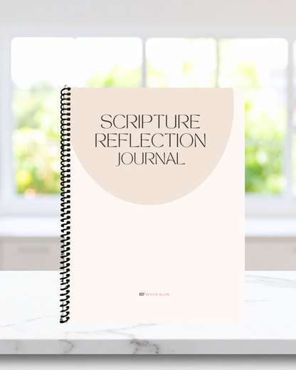 Christian Scripture Journal on marble home table — perfect for daily devotion and spiritual reflection.
